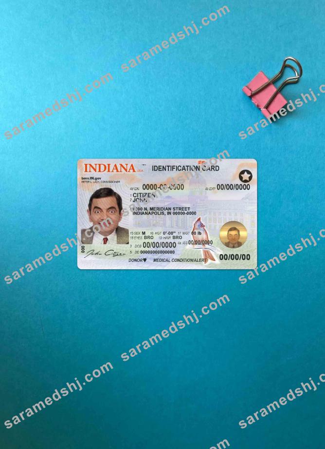 USA Indiana ID Card  photolook FRONT